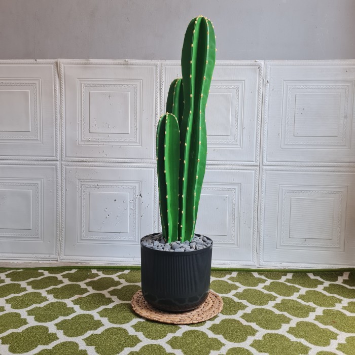 Dekorasi Bunga Tanaman Hias Kaktus Koboi Besar Artificial Pot Plastik Nordic - Hitam