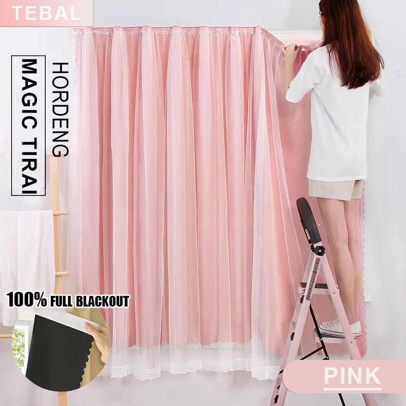 100% gorden blackout gorden jendela aesthetic gorden tempel tanpa Bright Crown Tirai Gorden Magic Ti