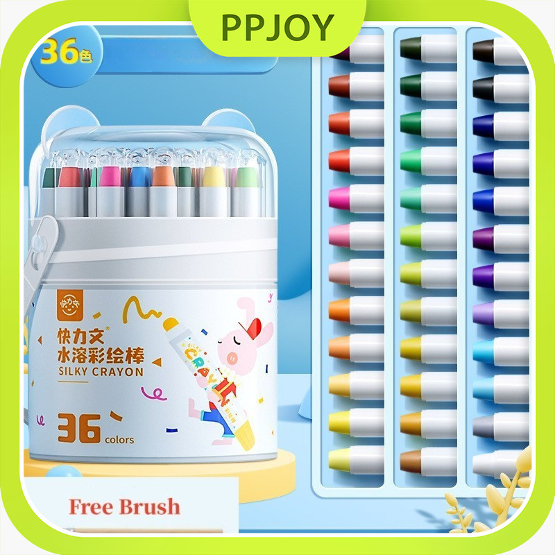 

Washable Silky Crayon 12 / 36 / 48 Warna Colorful Bucket Krayon Mewarnai Alat Warna Set Anak Wipe and Clean