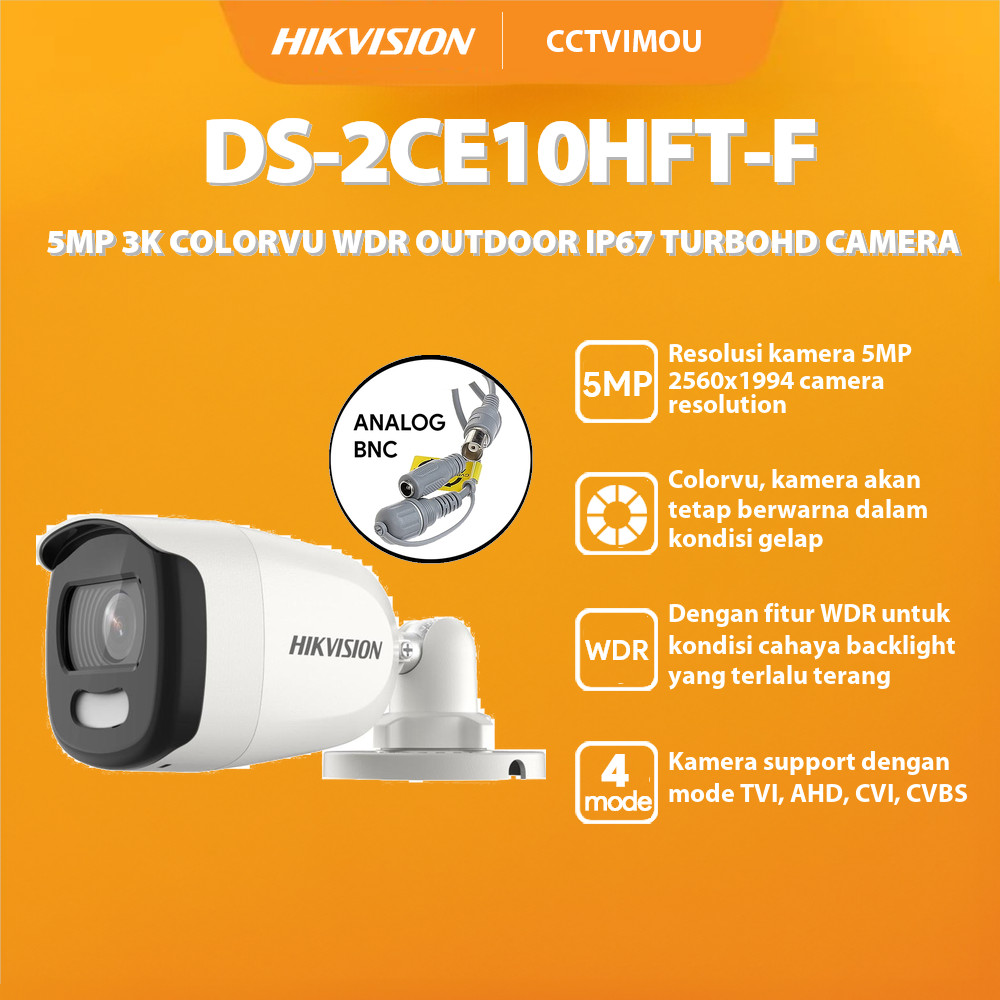 HIKVISION DS-2CE10HFT-F 5MP 3K COLORVU WDR OUTDOOR IP67 TURBOHD CAMERA