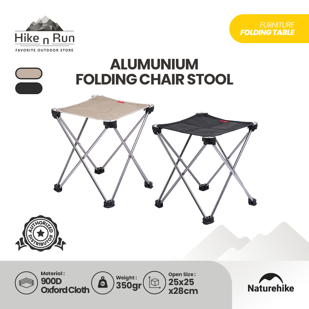 Naturehike Kursi Lipat Camping Kecil NH20JJ019 Alumunium Folding Chair Stool