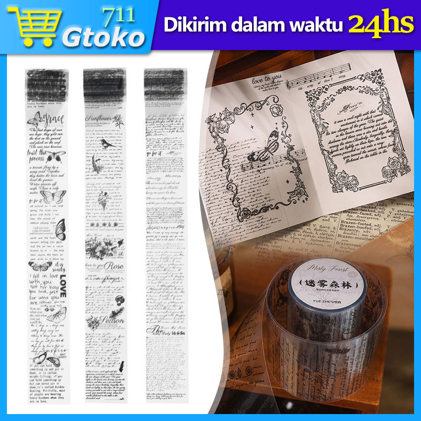 

Washi Tape Roll Transparan Motif Inggris Vintage Aesthetic DIY Scrapbook Journal Sticker Anti Air