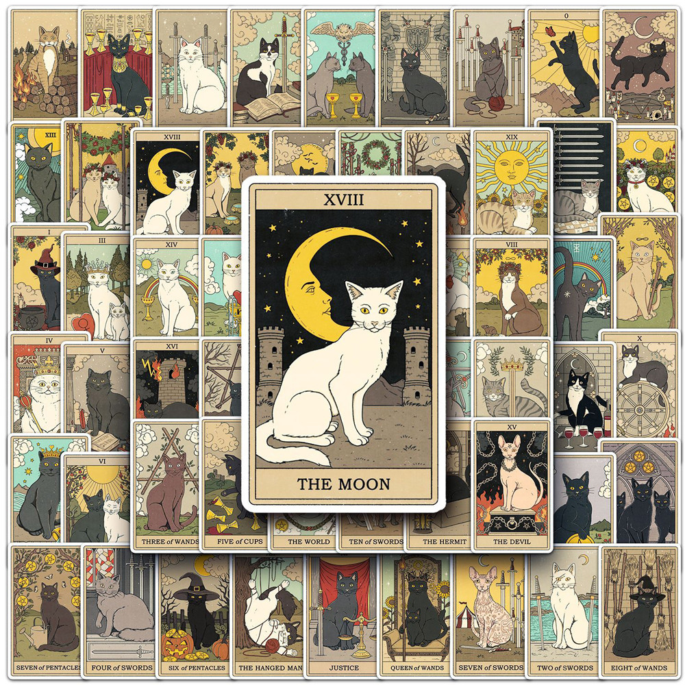 

10/30/78PCS Vintage Classic Cat Style Tarot Stickers Funny Decoration Decals Toy Gift PVC DIY Laptop Suitcase Guitar Skateboard