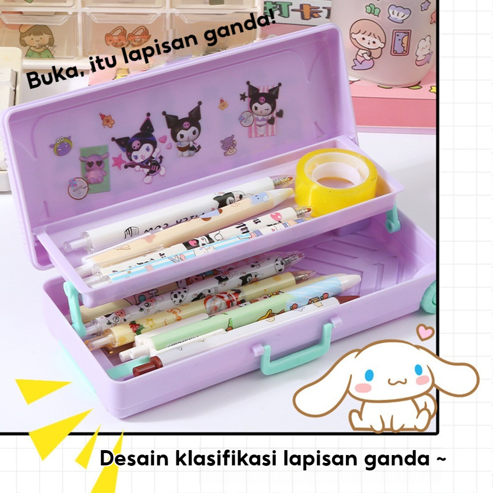 

COD Sanrio Seri Anime Kartun Pensil Kasus Troli Kotak Alat Tulis Large Capacity Kotak Pensil School Supplieschild anak