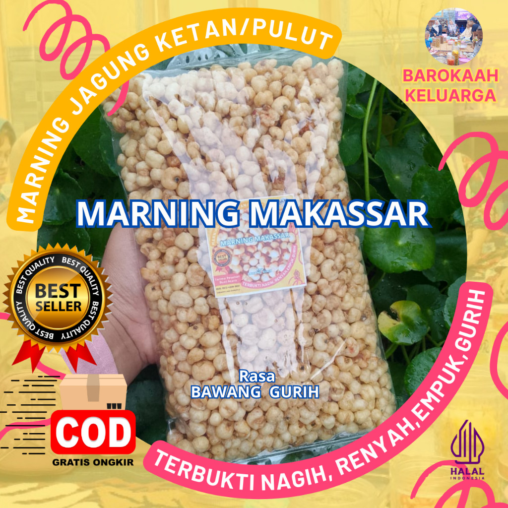 

1 Kg jagung Marning Sultan/ jagung Marning Ketan Pulut jagung Marning Gurih Asin Bawang Terbukti Empuk Renyah Gurih, Harga Spesial