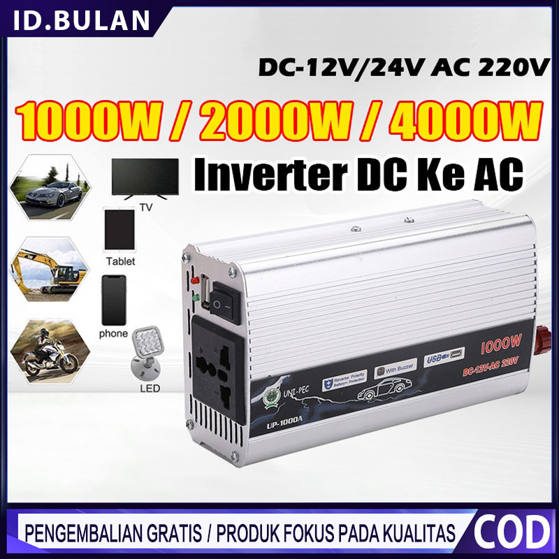 Inverter 1000 Watt Power Inverter DC Ke AC Aki listrik Serbaguna Daya Besaar 2000W/1000W/500W Univer