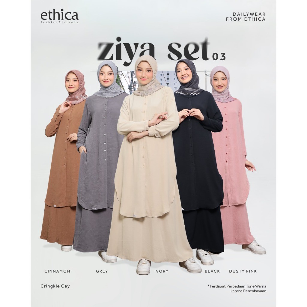 Ethica - Set Gamis Atasan dan Bawahan  Wanita - Ziya Set 03