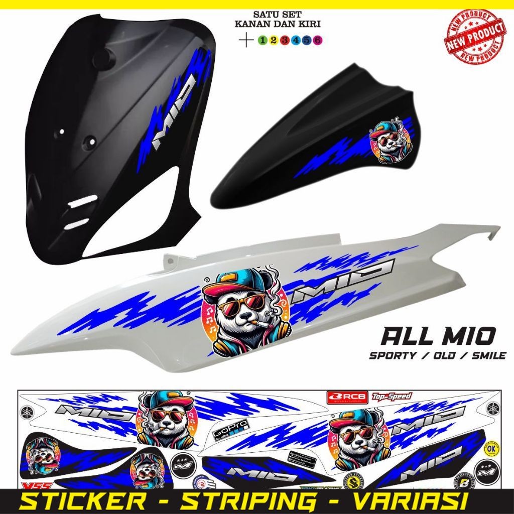 STIKER MIO POLET MOTIF PANDA VARIASI YAMAHA MIO OLD VARIASI MOTOR