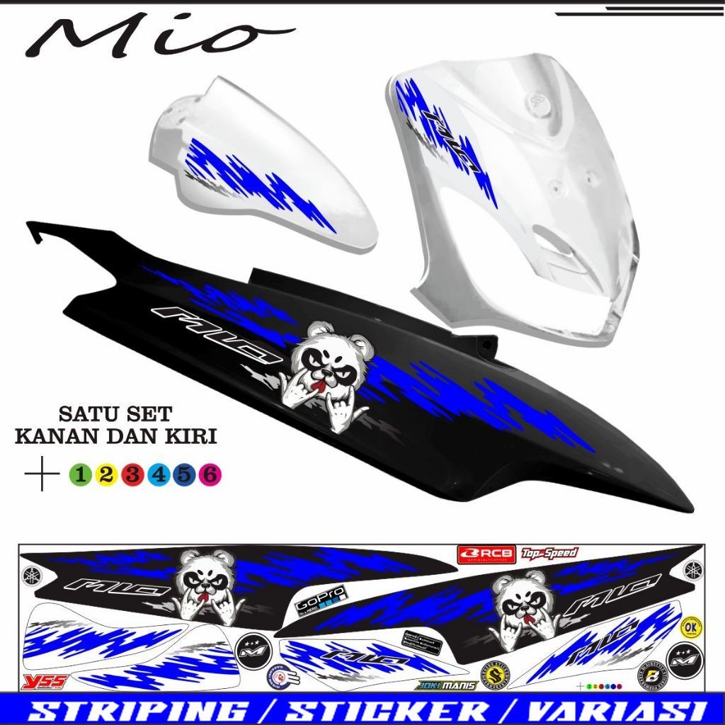Stiker mio polet panda variasi striping mio old SETIKER MOTOR