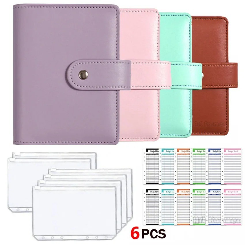 

Notebook A7 Budget Binder Notebook Cash Envelopes System Set with Binder Pockets for Money Budgets Saving Bill Organizer Gift