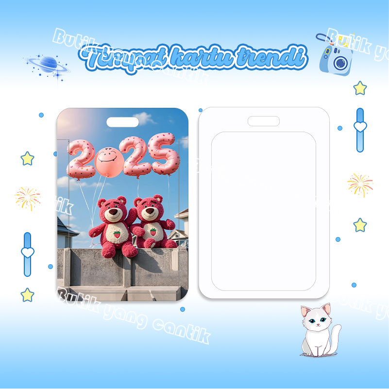 

ID Card Holder，Tempat Kartu Beruang Stroberi Pink Kawaii, Cocok untuk Kantor/Sekolah, Kartu Pelajar/Kartu Transportasi, Kartu Akses, KTP, Flazz, Kartu Kredit Elektronik dan Uang Elektronik.