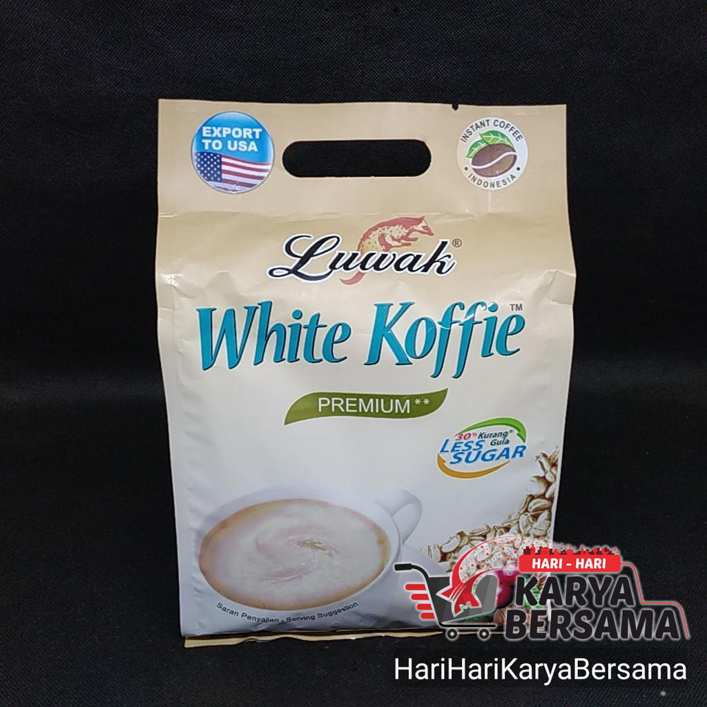 

KOPI BUBUK LUWAK WHITE KOFFIE LESS SUGAR BAG 19'S X 19GR