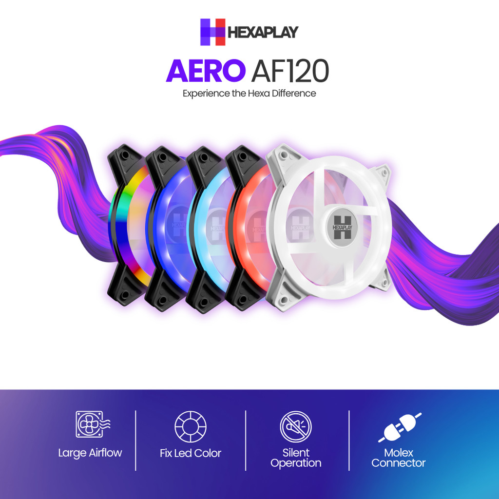 Fan Casing HEXAPLAY Aero AF120 Dual Ring Fix RGB LED | Socket Molex | Fan PC RGB 12CM