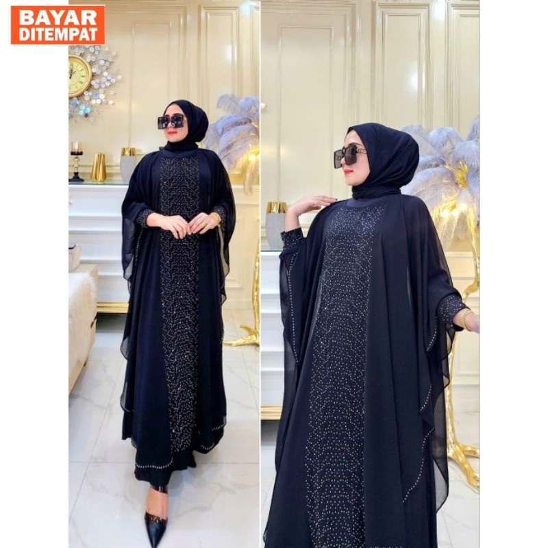 GAMIS ABAYA TURKEY KAFTAN PAYET MEWAH KINTANI  ABAYA HITAM TERBARU ELEGAN
