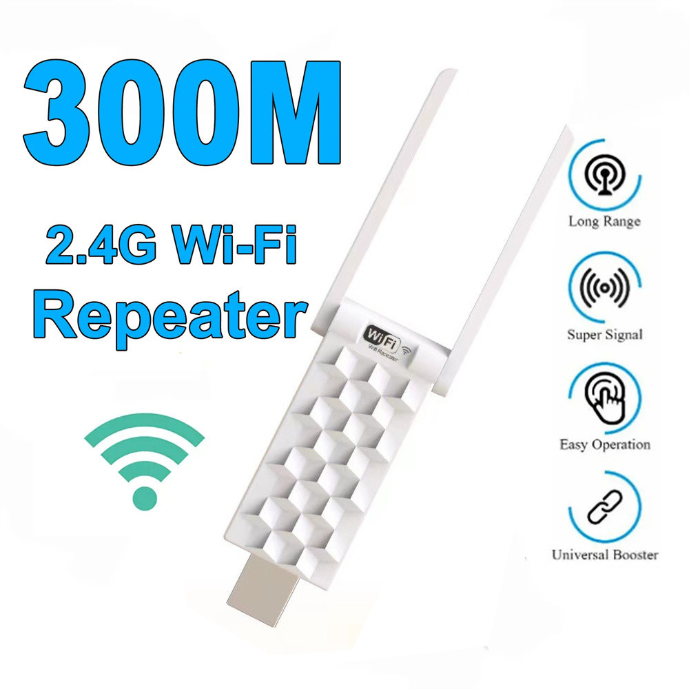 2.4G 300Mbps Wireless USB WiFi Repeater Extender WiFi Signal Amplifier Booster Long Range Wi-Fi Rout