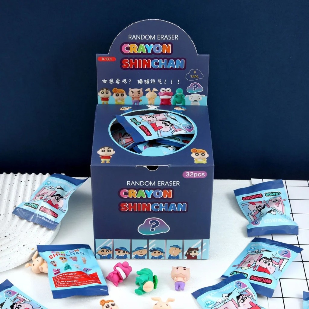 

32pcs Cartoon Crayon Shinchan Eraser Random Surprise Detachable 3d Stereo Eraser Student Stationery Whole