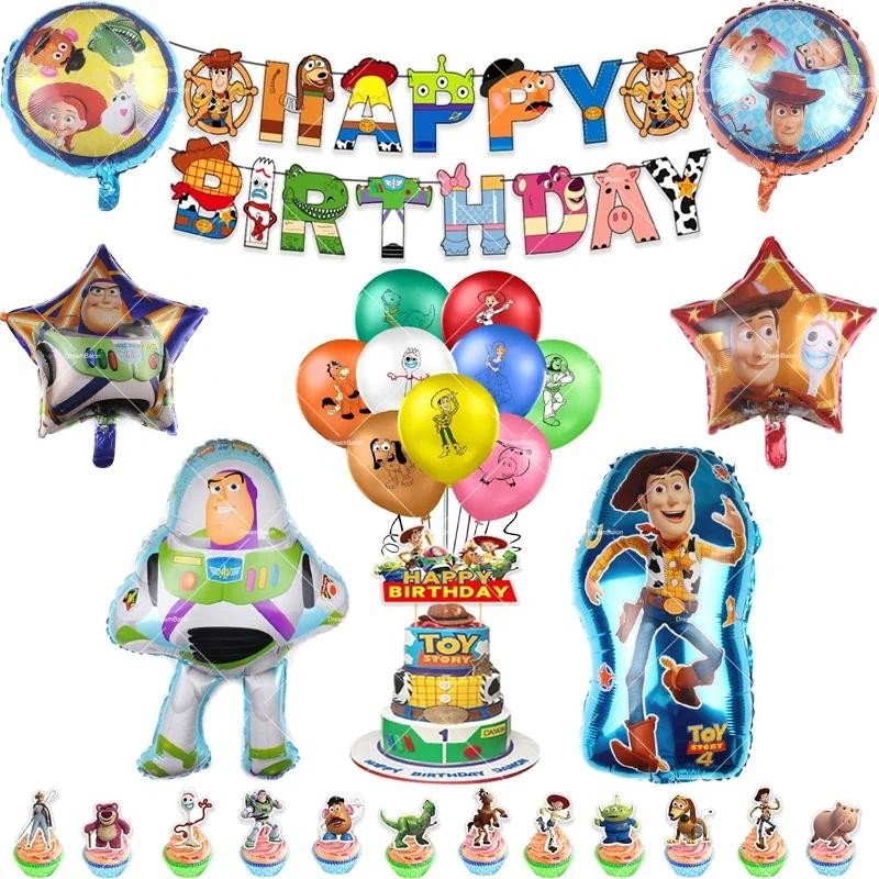 Disney Buzz Lightyear Foil Balloons Toy Story Latex Balloon Happy Birthday Banner Party Decoration C