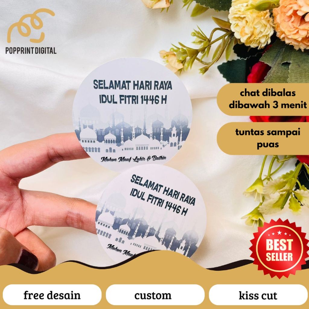 

PopPrints 2-4 Sticker Label Lebaran Stiker Selamat Idul Fitri Bulat Kue Kering Ramadhan Eid Fitri