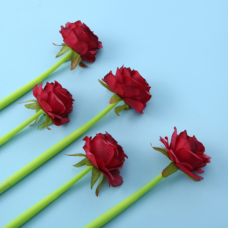 

1Pc Rose Flower Silicone Gel Pen Simulation Valentine's Day Gift Sign Korean Student School Office Stationery