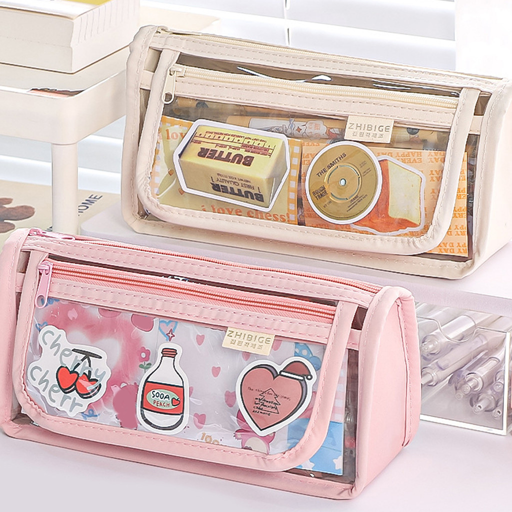 

1 clear flip design pencil case, creative stationery storage pencil case and back-to-school essentials as a gift for a friend