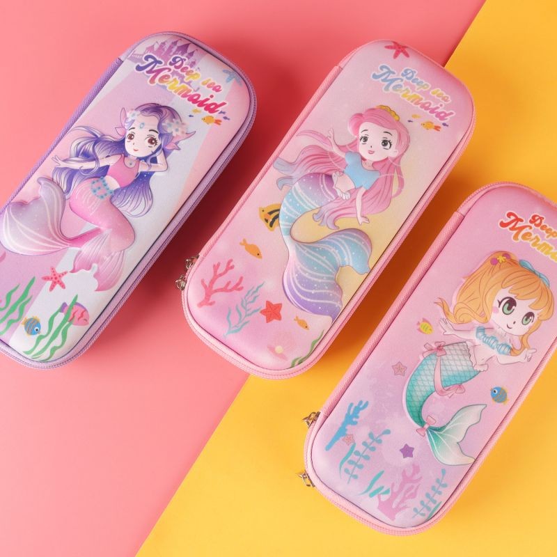 

Fabric Surface EVA Pencil Case Children Cartoon 3D Mermaid Rabbit Stationery Box Student School Office Stationery Supplies