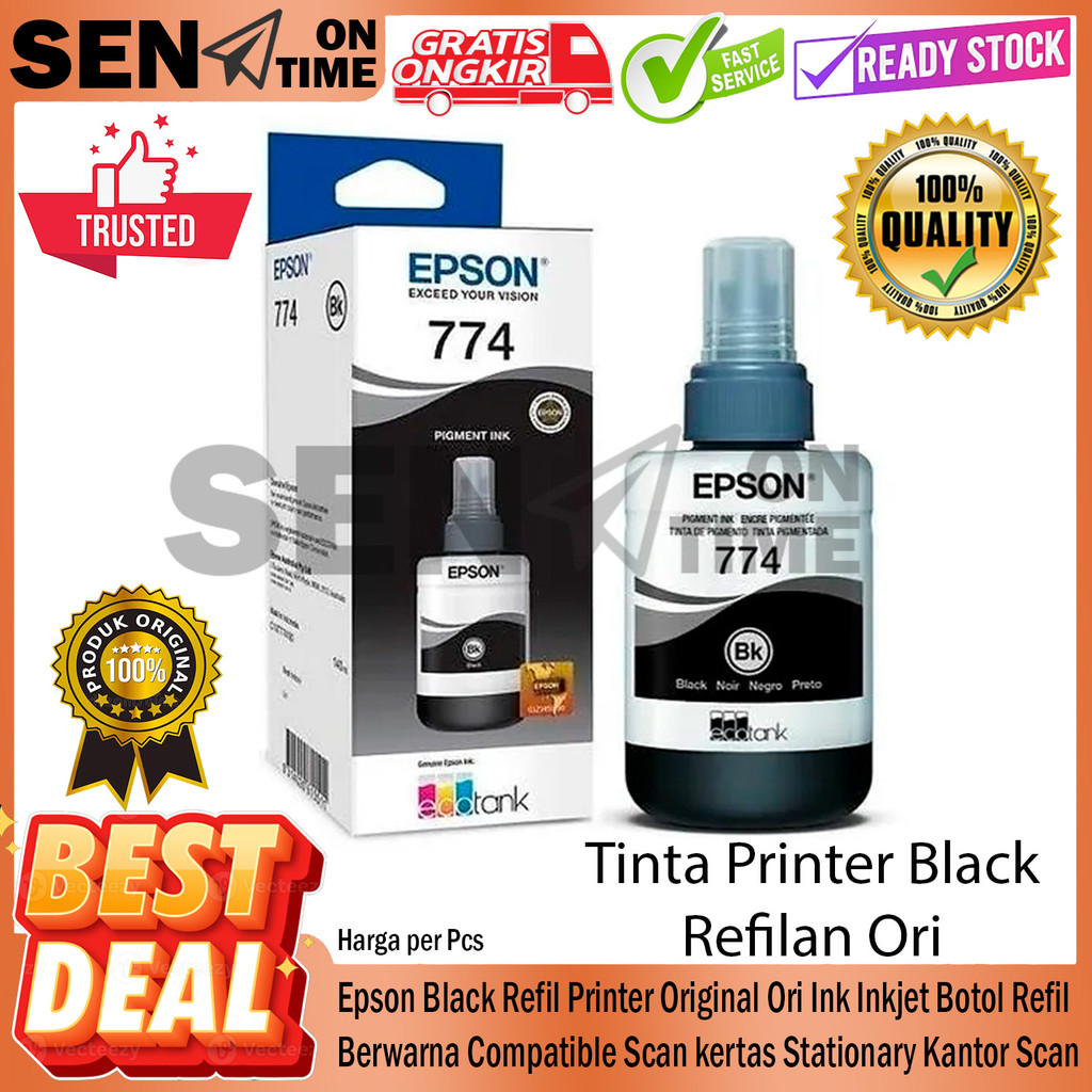 Epson Tinta 774 Ink Ori Black Refill Original Foto Dokumen Stationary Catridge Ori Compatible Printe
