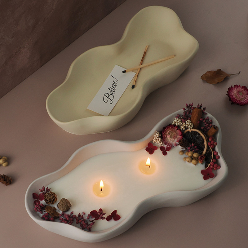 

Concrete Candle Jar Silicone Mold DIY Gypsum Cement Irregular Candle Bowl Storage Plate Silicone Resin Mold for Home Decoration