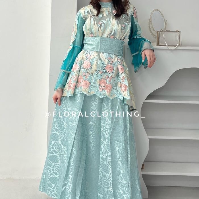 F507 gamis kondangan lebaran premium korean look / gamis kebaya - Hijau mint
