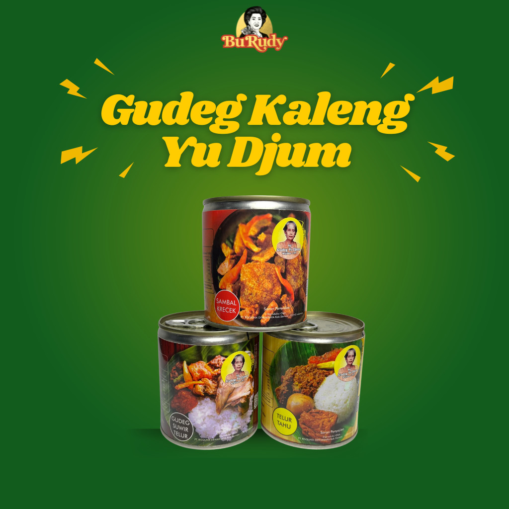 

Gudeg Kaleng Yu Djum Varian Telur ayam Suwir, Telur Tahu, Sambel Krecek | Gudeg Instan