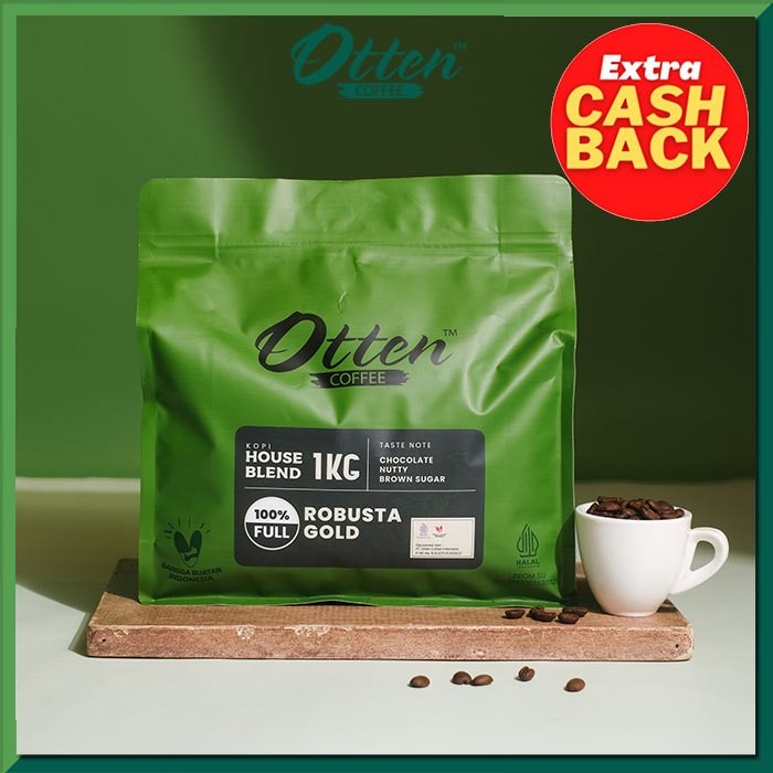 

100% Full Robusta Gold House Blend 1kg - Biji / Bubuk Kopi Komersial House Blend Robusta Otten Coffee Commercial Roasted Beans