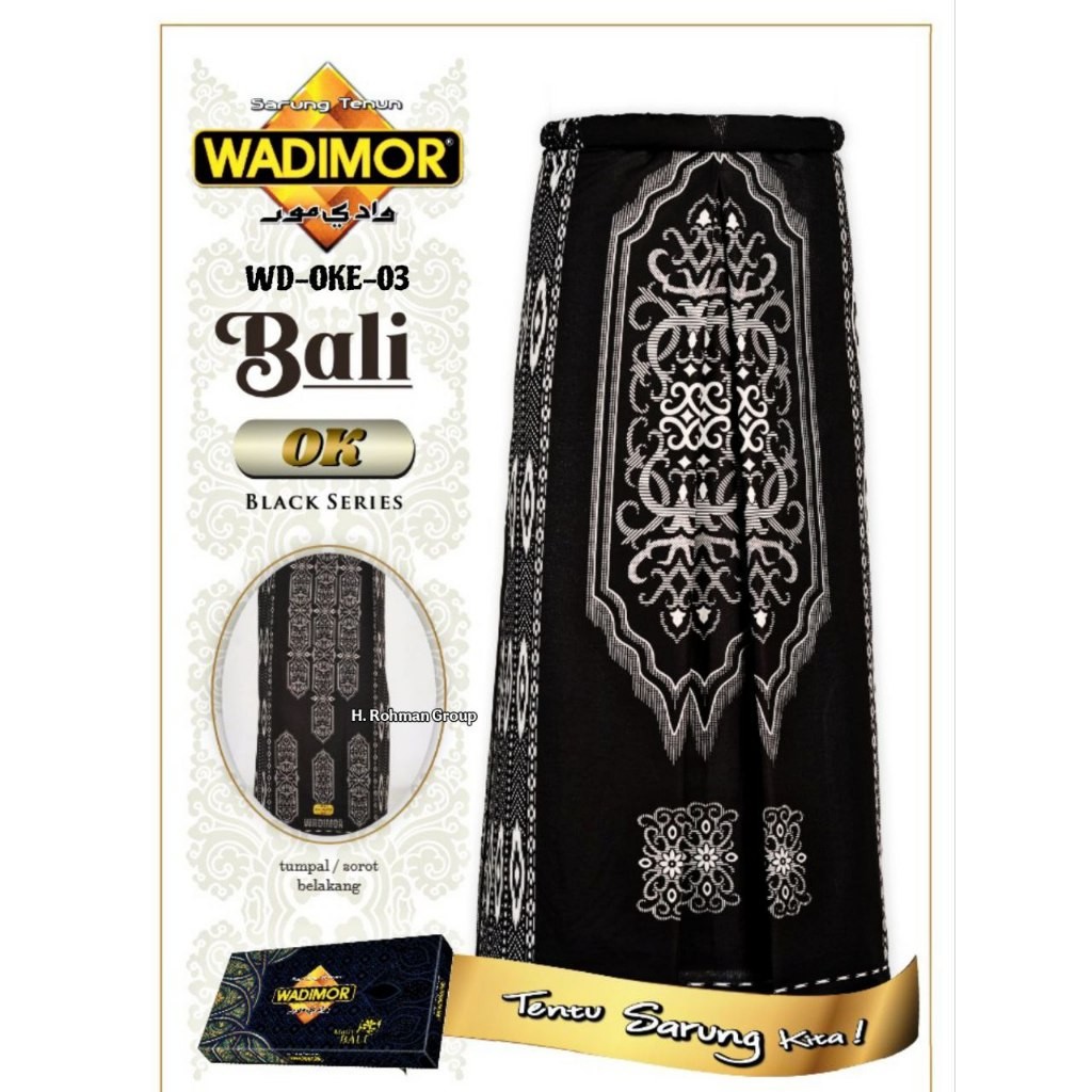 Sarung Wadimor Bali OK Black Series | Sarung Batik Wadimor | Wadimor Hitam Motif Teratai