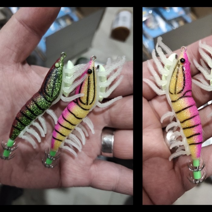 umpan pancing lure udang fiber egi klx 1009 pilihan 2.5 3.0 3.5