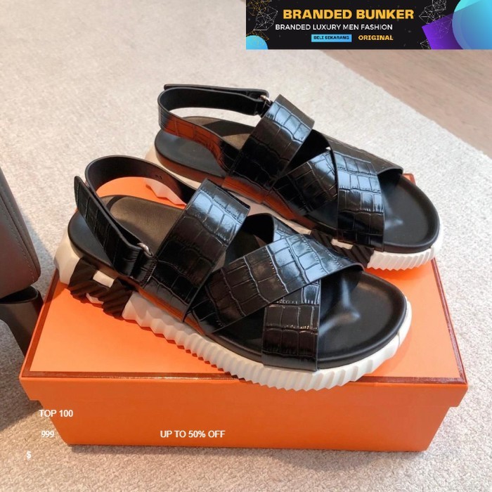 SANDAL PRIA SLIP-ON BAHAN KULIT IMPORT / SANDAL CASUAL PRIA BRANDED HIGH QUALITY / SENDAL PRIA BRAND