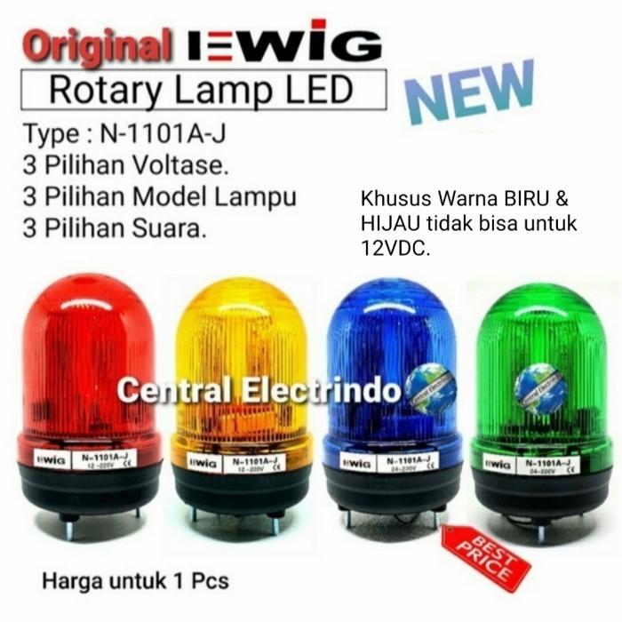 

Lampu Rotary Lamp LED EWIG N1101A-J 3 Voltase/3 Model Lampu/3 Suara . - Biru
