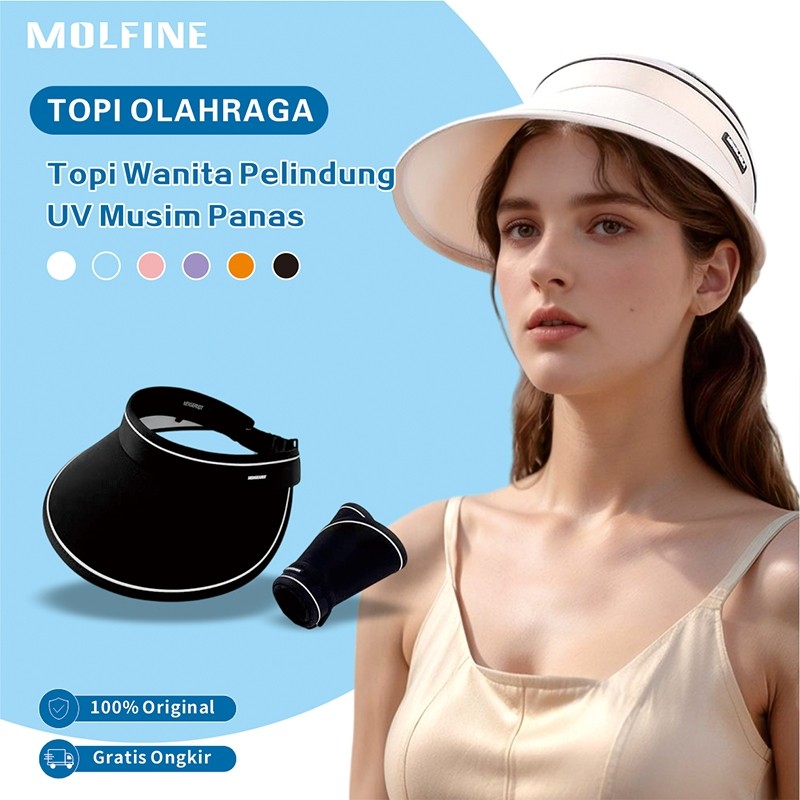 BEST SELLER MOLFINE Topi Wanita  lipat Matahari Musim Panas  Topi Golf  Topi Anti UV Sport Hijab