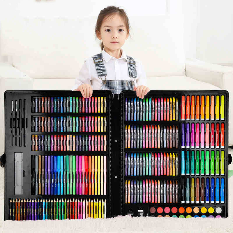 

150/188/208pcs Art Set Painting Watercolor Drawing Tools Art Marker Brush Pen Supplies Kids For Gift Box Office Stationery