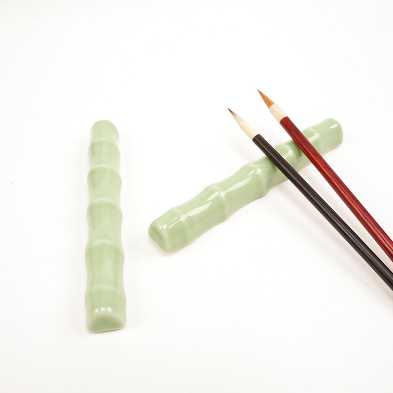 

Brush Holder Pen Holder Creative Bamboo Shaped Ceramic Pen Holder Mountain Pen Holder Compressed Paper Ruler One Pair