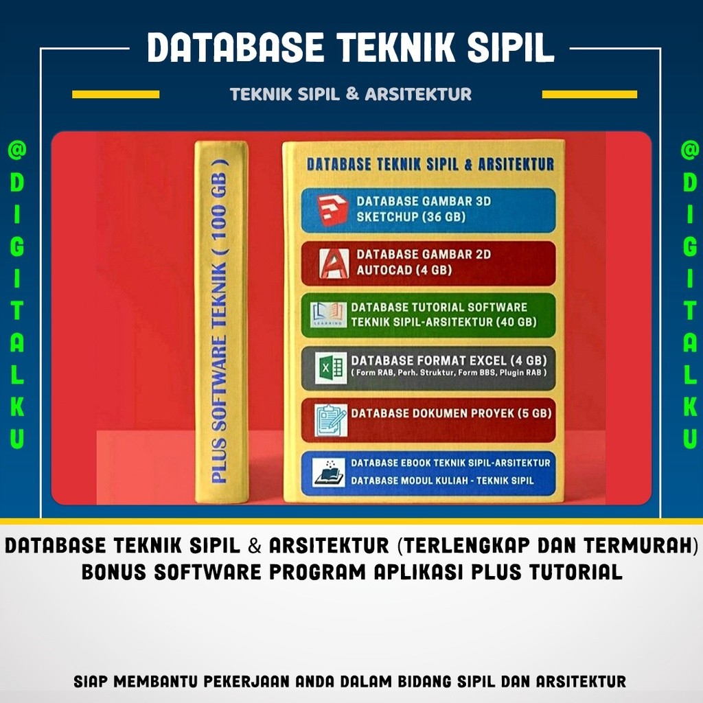 Database Teknik Sipil & Arsitektur (Terlengkap dan Termurah) Bonus Software Program Aplikasi Plus Tu