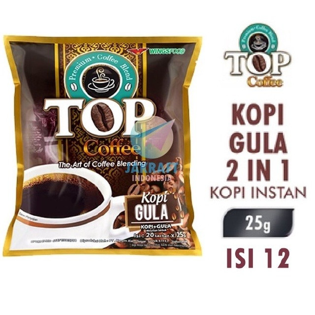 

TOP Coffee Kopi Hitam + Gula 2 IN 1 isi 12 Sachet @25gr ORIGIN