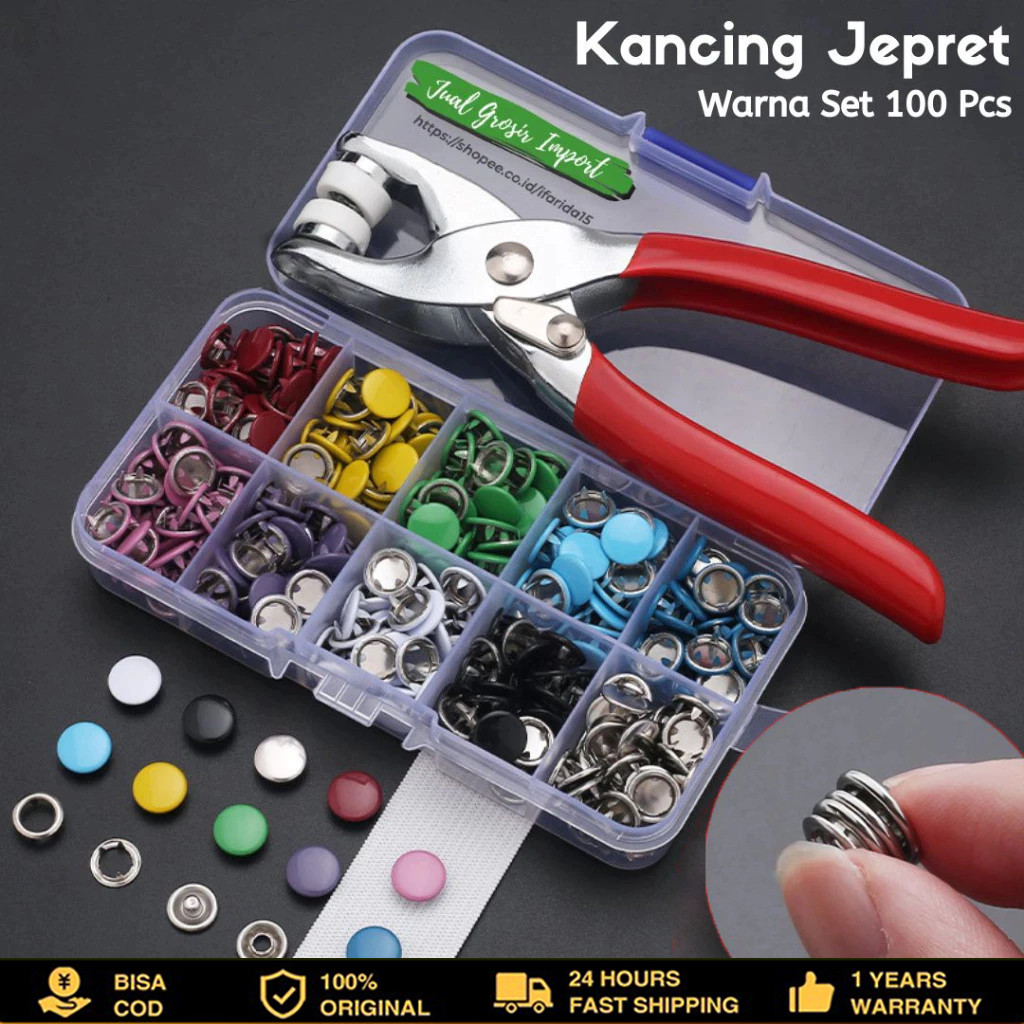 

100Pcs Tang Alat Pasang Press Kancing Jepret Cetet Anti Karat Tang Pengencang Kancing Snap Untuk
