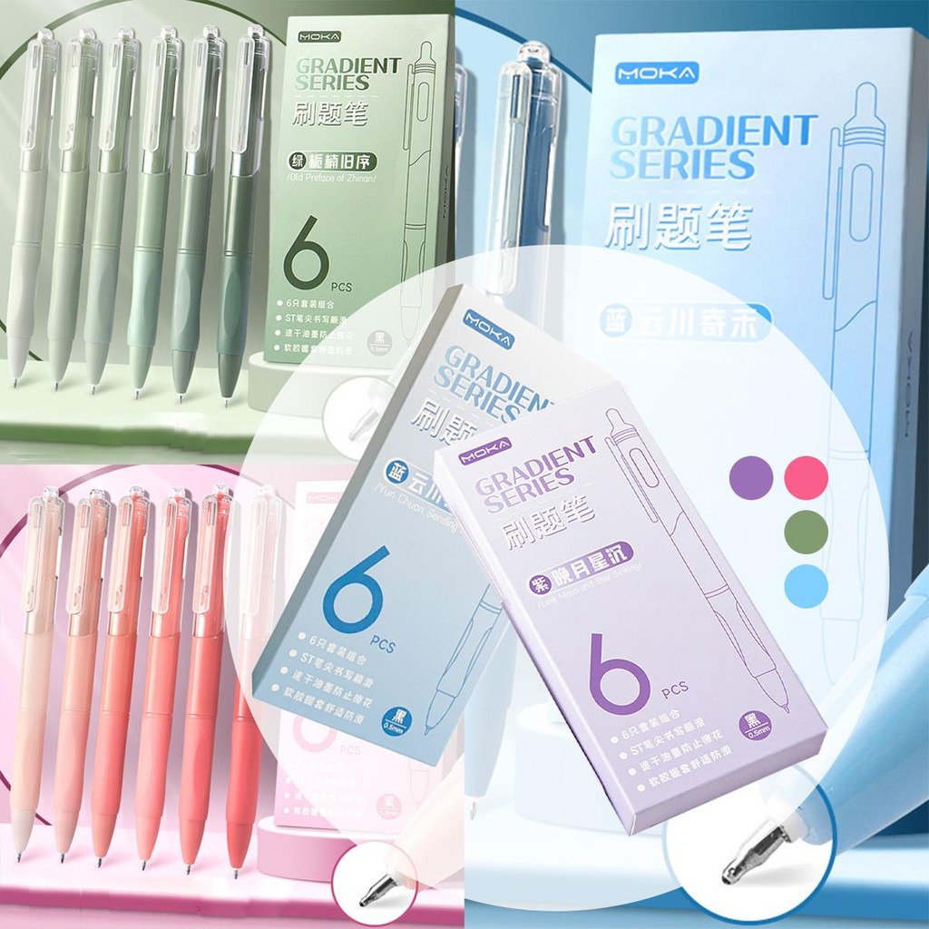 

6pcs/box Pulpen gel warna pulpen aesthetic korea pena bolpoin Pena tanda tangan berbasis air