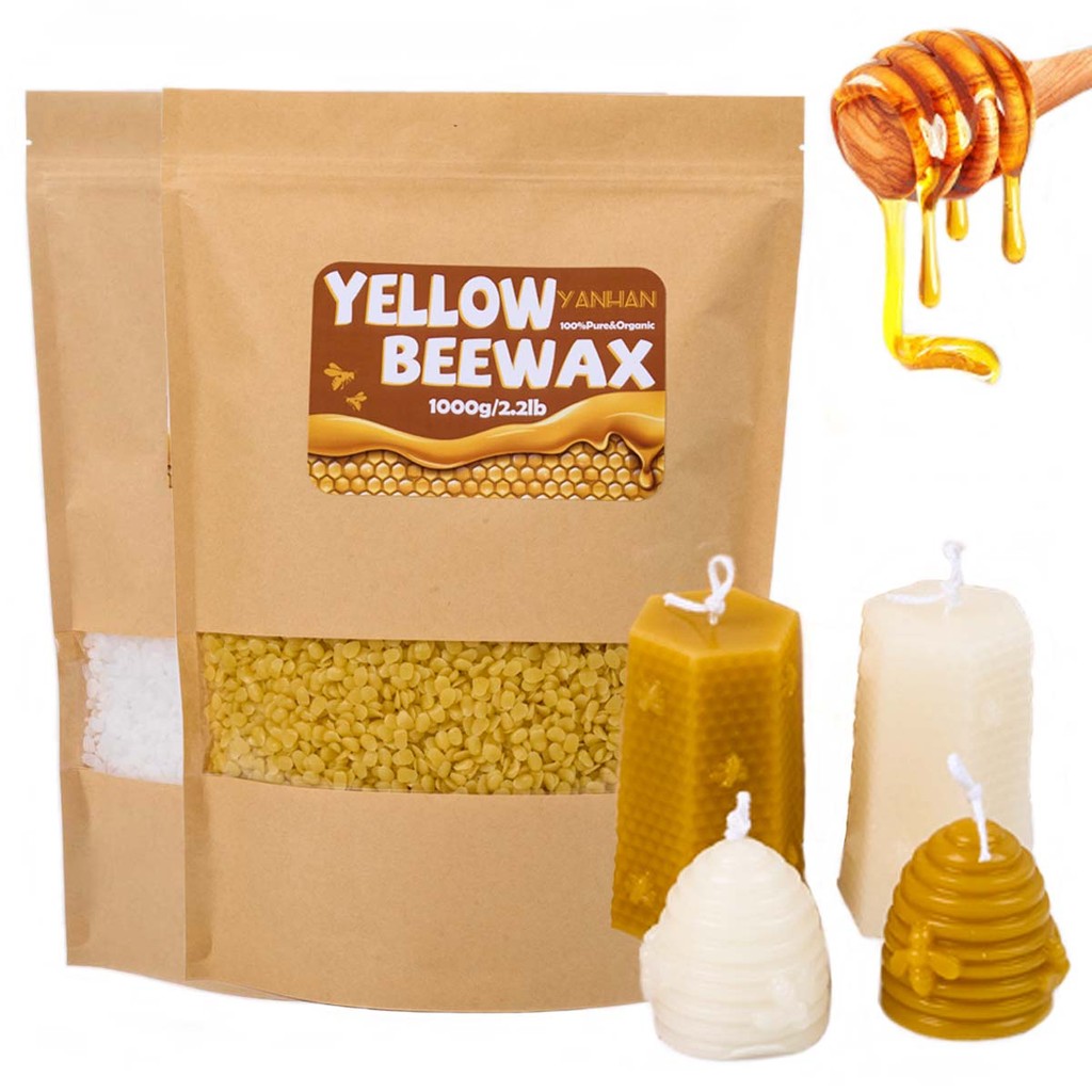 

1000g Pure Natural Granular White Yellow Beeswax DIY Handmade Gift Scented Wax Candle Raw Materials Craft Making Supplies