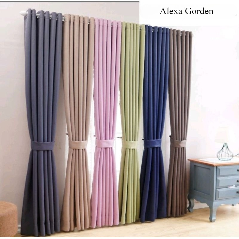 gorden blackout full uap super tebal  bahan bahan premium dan lebut 6 gelombang free tali samping da