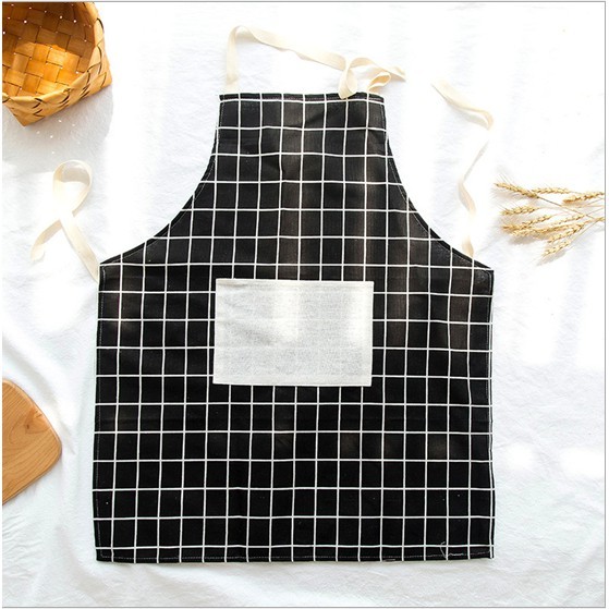 Grosir Pasti Murah Celemek Kotak-Kotak Kantong Depan Kain Katun Dan Linen Cantik Praktis Celemek