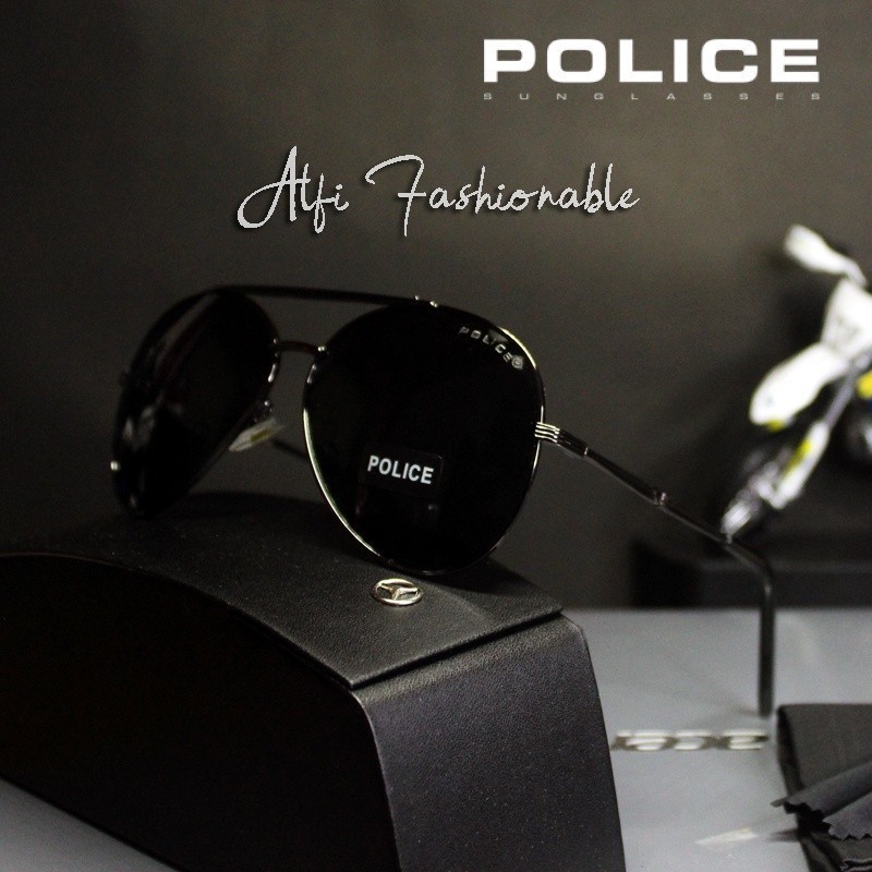 Kacamata Hitam Pria POLICE Polarized UV Protection Original Anti Silau + HardcaseMurah