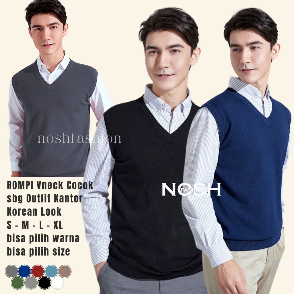 Rompi Rajut Pria Polos - Ian / Rompi Cowok / Rompi Pria Polos NOSH Terlaris