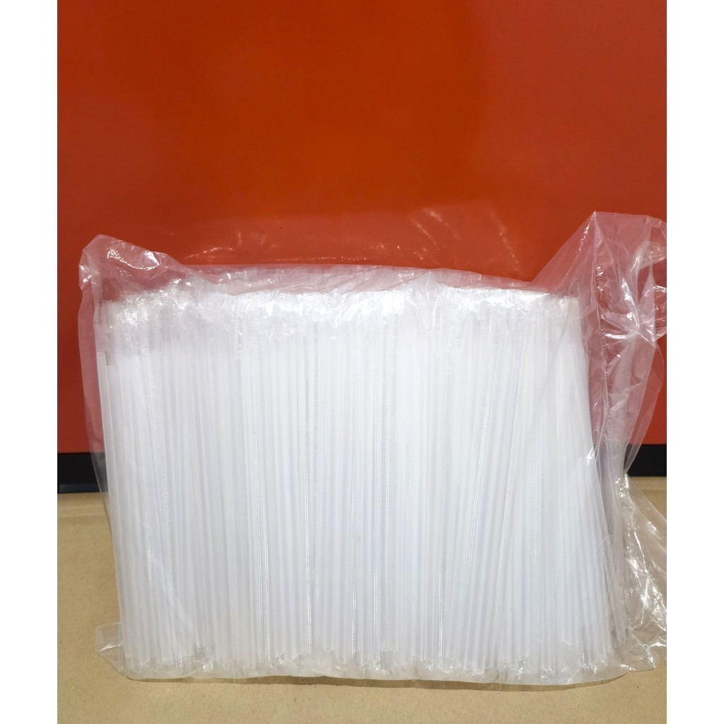 [250pcs]Sedotan Steril Tebal Bening Transparent 6mm x 20cm/ Sedotan Kopi Lancip/ Sedotan Boba/ Sedot