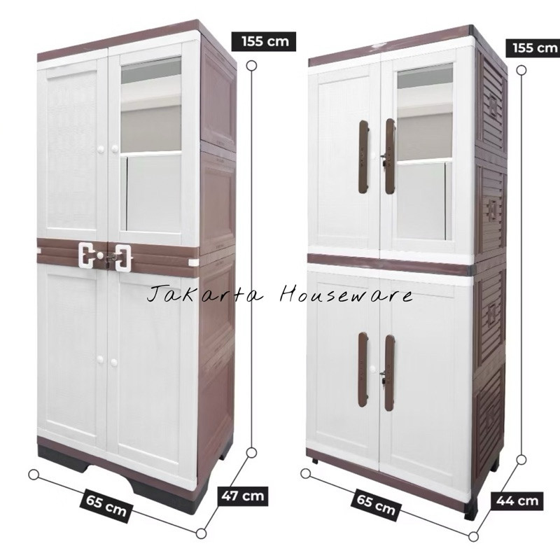 Lemari Pakaian Jumbo Kaca Kunci 4 Susun Lemari Baju CLUB JUSTIN Besar