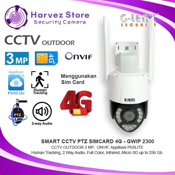 GLENZ CCTV SIM CARD 4G (3 MP) PTZ CAMERA - GWIP 2300 P6SLITE