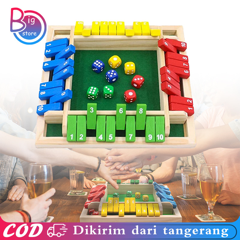 4 Warna Mainan Board Game Dadu Shut the Box Angka Shut The Box Board Game Untuk Keluarga Glory